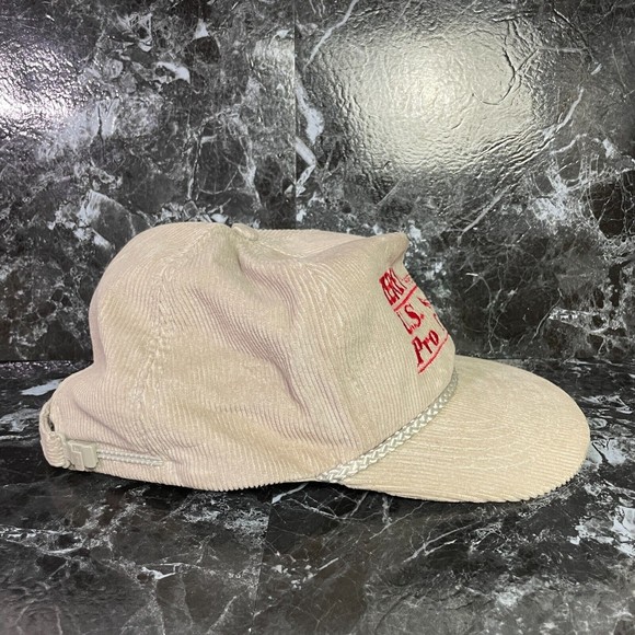 Vintage Zerek US Ski Pro Tour Beige Red Corduroy Rope Cap Hat Winter Skiing Men - Picture 5 of 7
